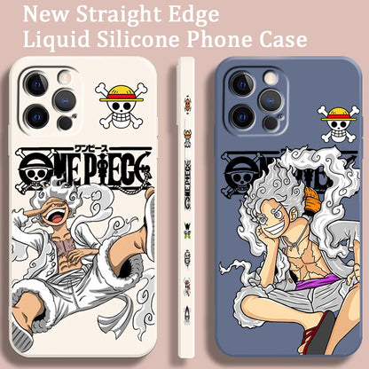 Coque en TPU One Piece pour iPhone Luffy Cool Soft 16 15 14 13 12 11 Pro Max Plus antichoc liquide corde gauche