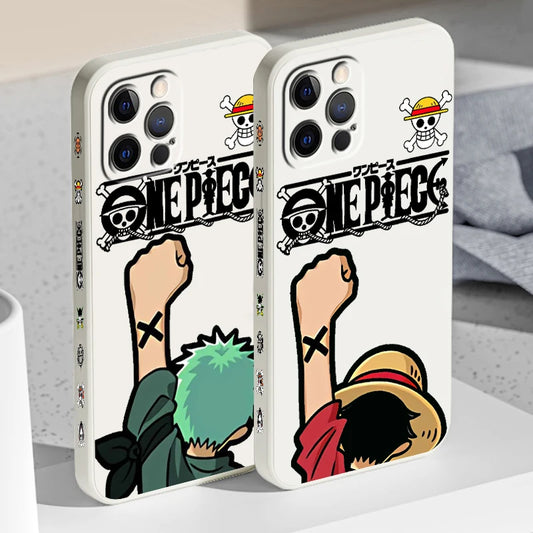 Anime One Piece Sanji Usopp Soft TPU Cover For iPhone 16 15 14 13 12 11 Pro Max Plus Shockproof Liquid Left Rope Phone Case