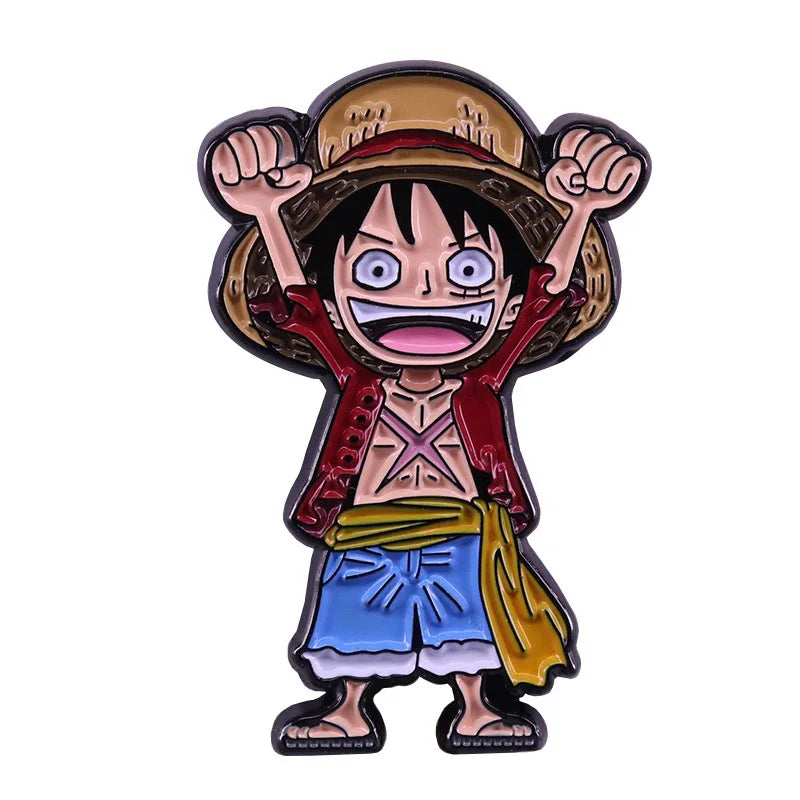 One Piece Cartoon Hartemaille-Anstecknadel Luffy Zoro Sanji Law Abzeichen Brosche Rucksack Hut Emaille-Anstecknadeln Accessoires Geschenk für Freunde Fans