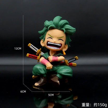 Porte-clés One Piece Anime Figure Rire Luffy Kawaii Sanji Zoro Ornements de voiture Décoration de bureau Collection Poupée Cadeau Modèle