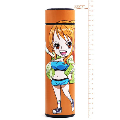 One Piece Cartoon Anime Figure Vacuum 480ML Cup Luffy Zoro Sanji Cosplay Student Thermos Flask Sports Water Bottle School Gift