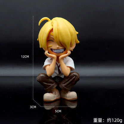 Porte-clés One Piece Anime Figure Rire Luffy Kawaii Sanji Zoro Ornements de voiture Décoration de bureau Collection Poupée Cadeau Modèle