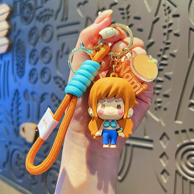 Porte-clés dessin animé One Piece, créatif, Luffy, Usopp, Nami, Chopper, Roronoa, Zoro, Sanji, poupée, porte-clés, décoration de sac de voiture, pendentif