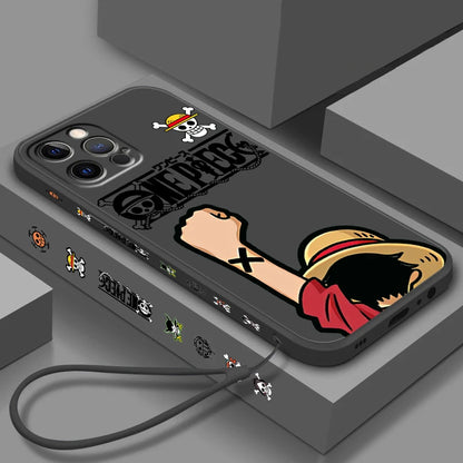 Anime One Piece Sanji Soft TPU Cover For iPhone 16 15 14 13 12 11 Pro Max Plus Left Rope Shockproof Liquid Phone Case