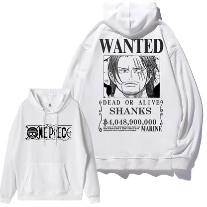 Luffy Zoro Shanks Nico Robin Bedruckter lockerer Kapuzenpullover Anime One Piece Bounty Wanted Order Lässige Mode Jungen Mädchen Sweatshirt