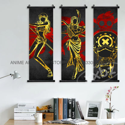ONE PIECE Hanging Painting Anime Poster Canvas Nami Scroll Picture Zoro Wall Art Nico Robin Home Decor Sanji Stickers Gift Mural