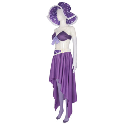 Robin Cosplay 15 Jahrestag Lila Nico Robin Kleid Cosplay Kostüm Halloween Weihnachten Kostüm 6PCS Mit EINEM Hut Zubehör