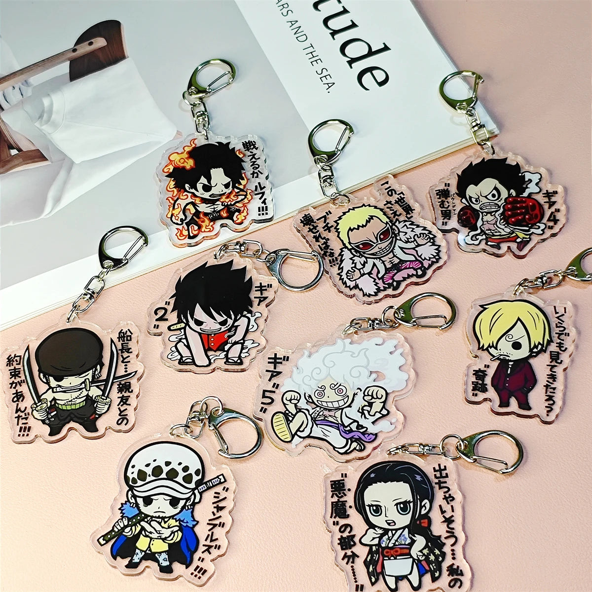Porte-clés en acrylique Anime - Pendentif personnage de dessin animé Luffy Zoro y2k, adapté aux sacs et aux clés, cadeaux de cosplay, cadeau parfait pour les fans
