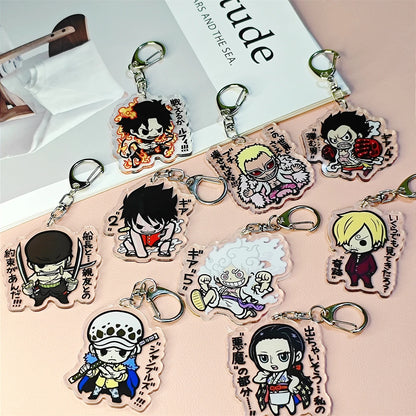 Porte-clés en acrylique Anime - Pendentif personnage de dessin animé Luffy Zoro y2k, adapté aux sacs et aux clés, cadeaux de cosplay, cadeau parfait pour les fans