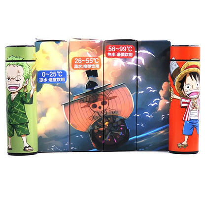 One Piece Cartoon Anime Figure Vacuum 480ML Cup Luffy Zoro Sanji Cosplay Student Thermos Flask Sports Water Bottle School Gift