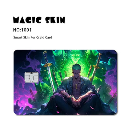 Autocollant en PVC mat 2,5D HD 3M pour carte de crédit ou de débit, motif dessin animé One Piece Luffy Zoro Ace Robin