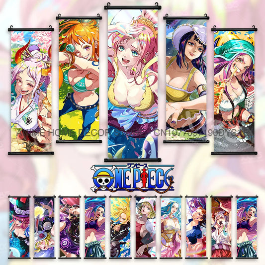 Affiche ONE PIECE Anime Shirahoshi Peintures suspendues Vivi Décoration d'intérieur Boa Hancock Art mural Nico Robin Image parchemin Nami Mural