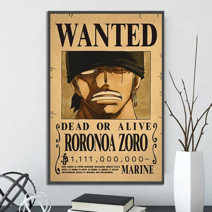One Piece Self-adhesive Poster Bounty Order Luffy Wallpapr Ace Figures Nami Home Decoration Painting Anime Zoro Wall Art Sanji