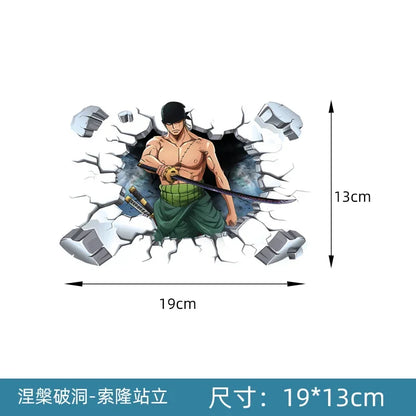 Autocollants décoratifs pour pare-brise arrière de voiture One Piece Luffy, dessin animé Zoro, film de masquage anti-rayures, cadeaux
