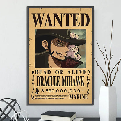 One Piece Self-adhesive Poster Bounty Order Luffy Wallpapr Ace Figures Nami Home Decoration Painting Anime Zoro Wall Art Sanji