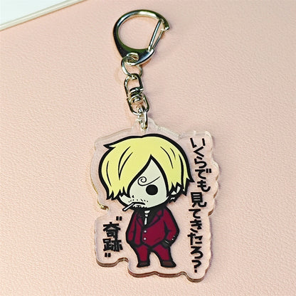Porte-clés en acrylique Anime - Pendentif personnage de dessin animé Luffy Zoro y2k, adapté aux sacs et aux clés, cadeaux de cosplay, cadeau parfait pour les fans
