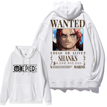 Luffy Zoro Shanks Nico Robin Bedruckter lockerer Kapuzenpullover Anime One Piece Bounty Wanted Order Lässige Mode Jungen Mädchen Sweatshirt