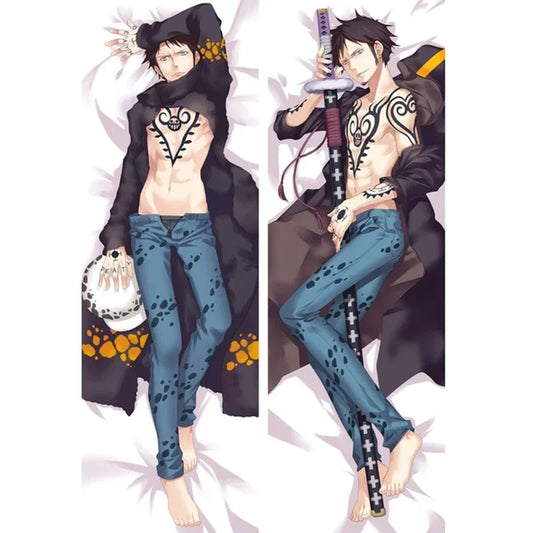 60x180cm Japanischer Anime ONE PIECE Trafalgar Law Dakimakura Otaku Kissenbezug Peachskin Fullbody Dekokissenbezug Geschenk