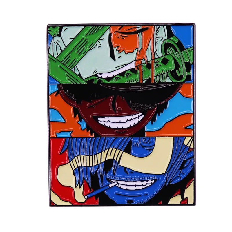 One Piece Cartoon Hartemaille-Anstecknadel Luffy Zoro Sanji Law Abzeichen Brosche Rucksack Hut Emaille-Anstecknadeln Accessoires Geschenk für Freunde Fans