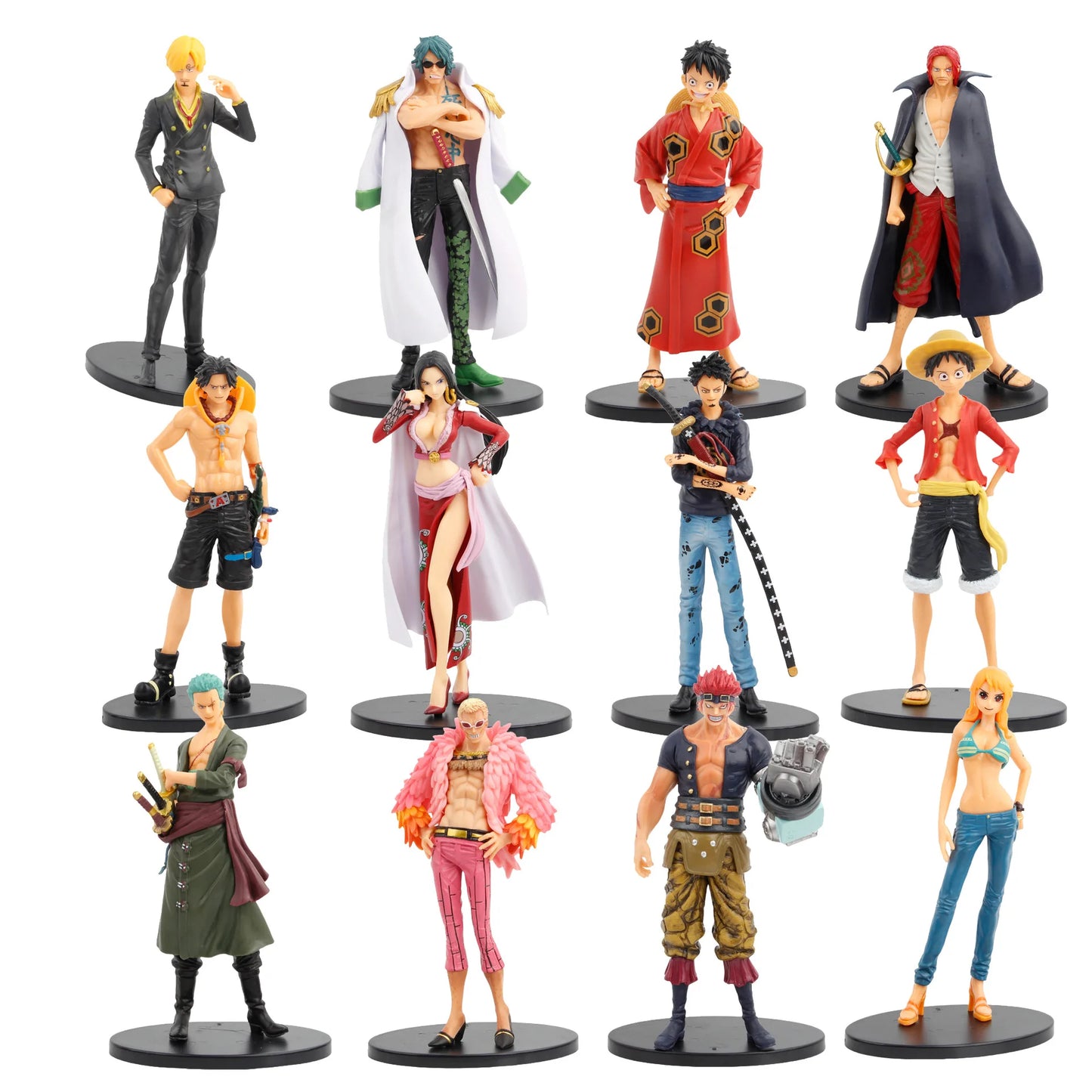 Hochwertiger billiger Verkauf Anime One Piece Luffy Zoro Nami Sanji Franky Shanks Boa Kinderfiguren PVC-Modell Spielzeug 16-18 cm