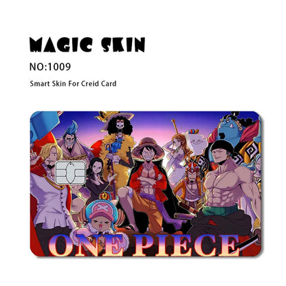 Autocollant en PVC mat 2,5D HD 3M pour carte de crédit ou de débit, motif dessin animé One Piece Luffy Zoro Ace Robin